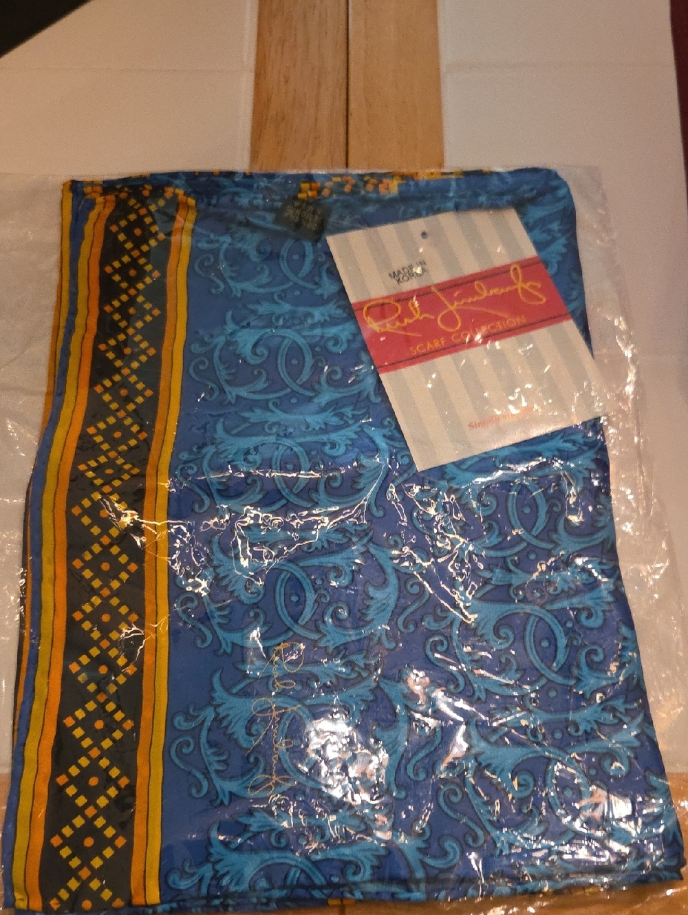 Vintage Blue Paisley Scarf New In Package